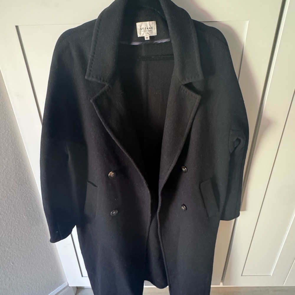 Sezane Wool-blend Black Coat